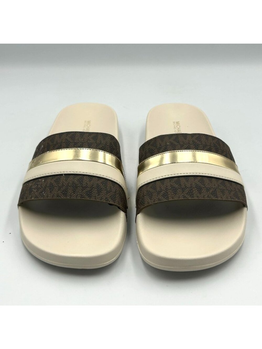 NWOB Michael Kors Men's Rubber White Brandy Metallic Striped Sandal Size 11 3490 - Picture 13 of 16